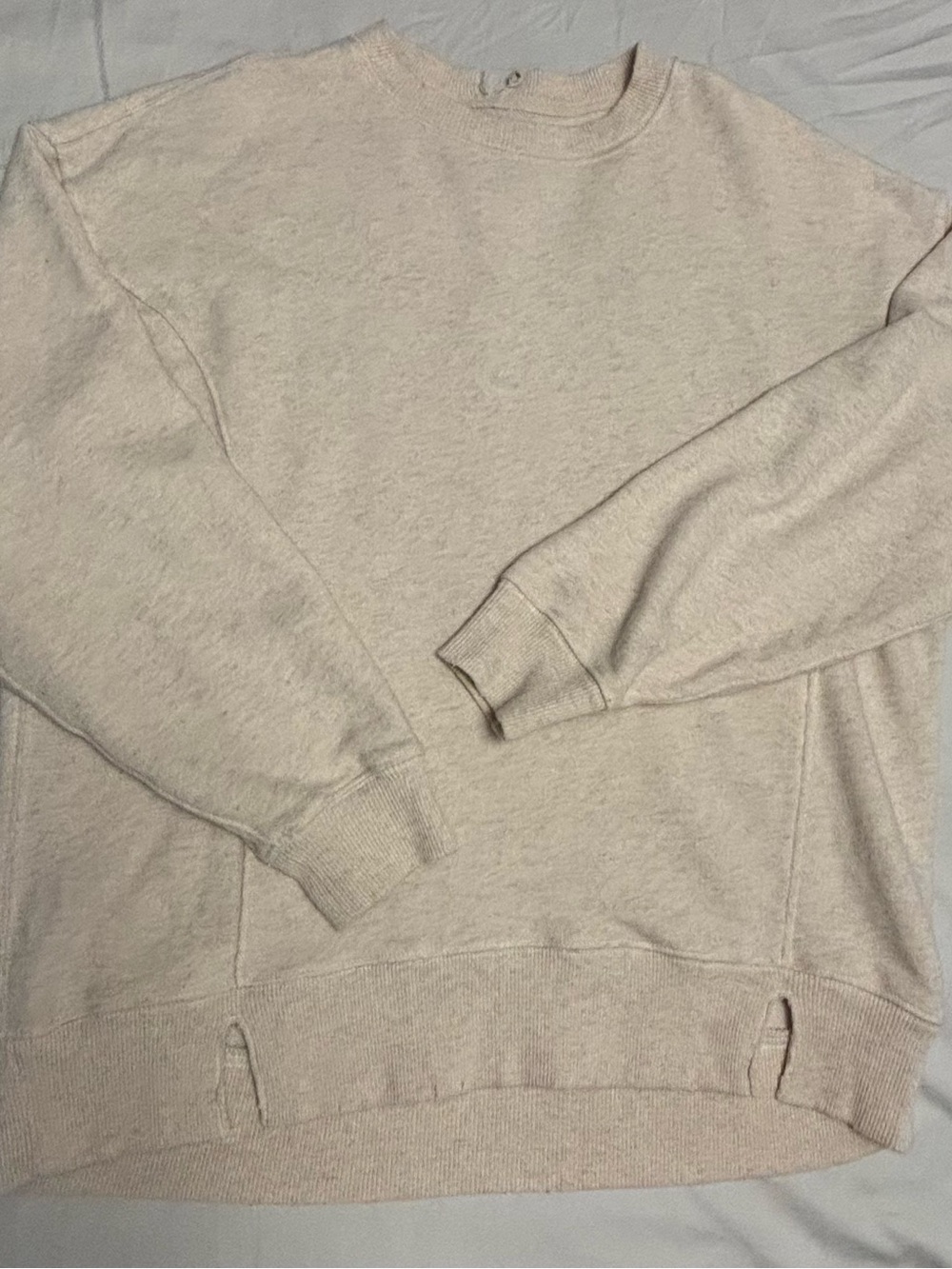 Aerie oversized Crewneck Sweatshirt in cream- distressed Casual Pullover